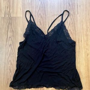 Black American Eagle Outfitters Soft & Sexy Lace/Rib Tank, Size Small